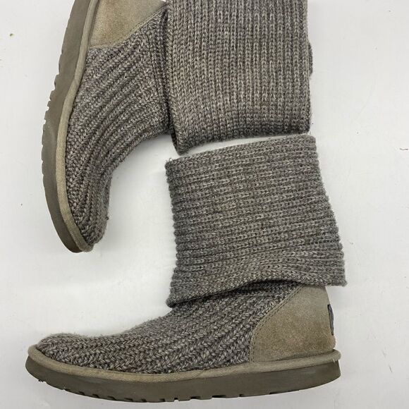 UGG Cardy Grey Sweater Boots Women’s Size 8 Cardy Gray Rolled Cuffed Knit Boots - Picture 4 of 7